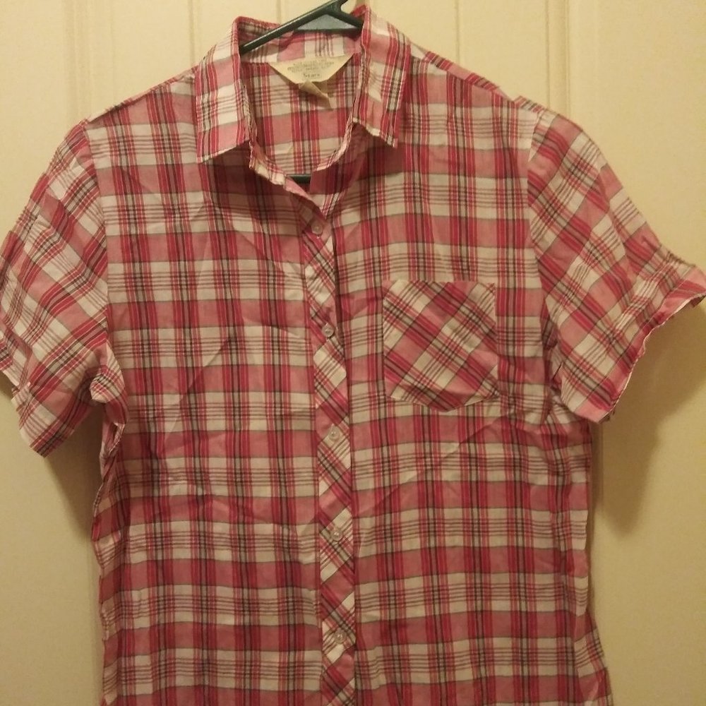 Women's Vintage Sears Red Button Down Size 12